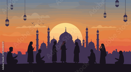 Harmonious silhouettes in the evening, conveying a sense of serenity and devotion against an