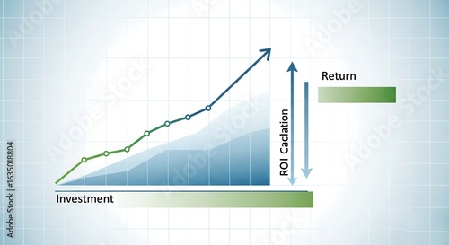 Investment and return graph demonstrating roi calculation in the concept of business growth and financial analysis