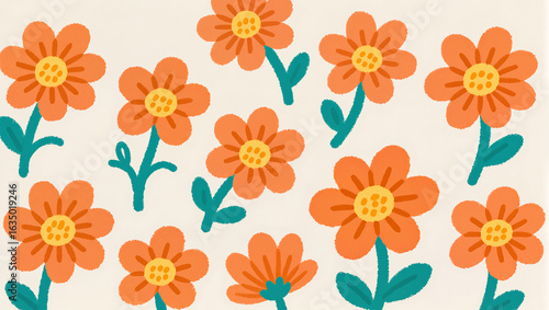 Wallpaper Mural Vibrant orange flowers bloom against a soft pastel backdrop in spring Torontodigital.ca