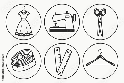 Sewing and Fashion Design Icons Collection.
