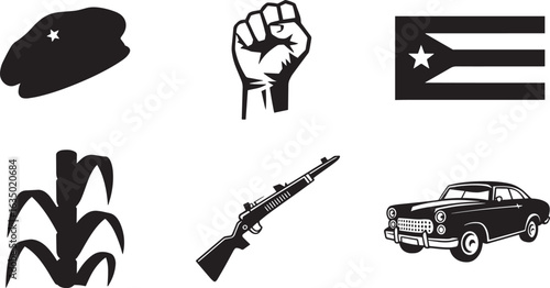Cuban Revolution Vector Illustration A Collection of Symbols Representing Cuban History