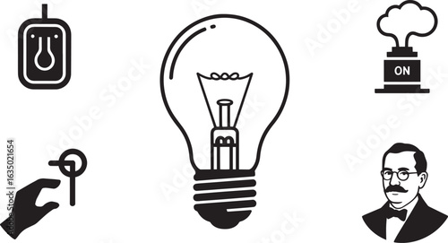 Innovation and Ideas Icons Set Black Silhouette on Transparent Background Creative Thinking Symbols