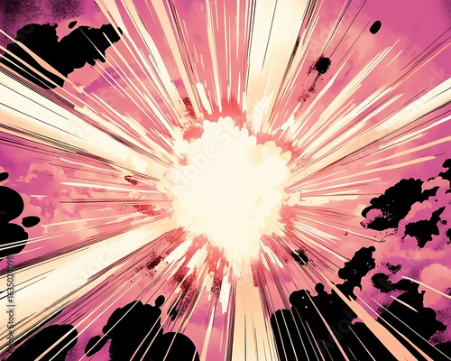 Exploding star burst texture japanese radius cartoon pattern abstract background 