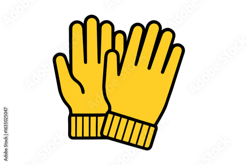 Vector Icon of Yellow Gardening Gloves