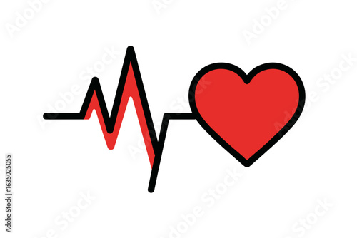 Vector Icon of Heartbeat Waveform and Heart