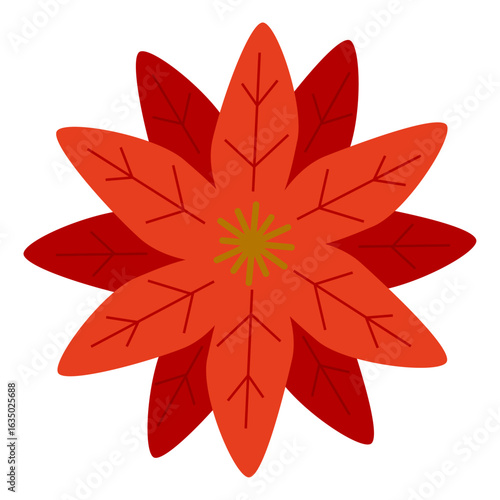 Poinsettia flower. Christmas flower symbol, sign. Christmas design vector illustration