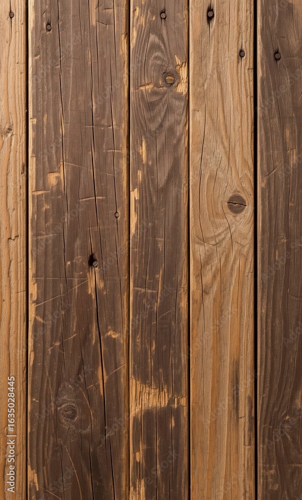 Naklejka premium A rustic and vintage wooden background featuring aged brown boards, perfect for a farmhouse or country-style design