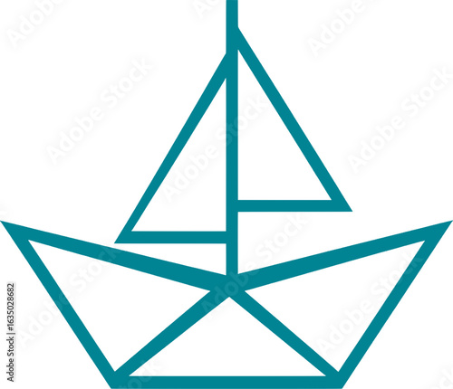 Minimalist Boat Logo Icon – Nautical Vector Design with Transparent Background