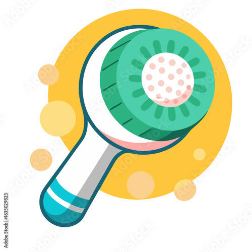 Facial cleansing brush with a modern design on a bright yellow background for skincare