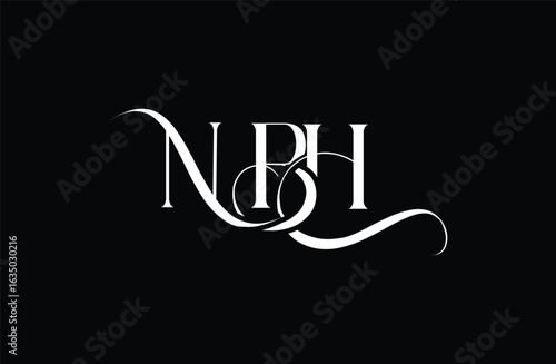 Initial NBH letter logo design. Elegant Monogram Logo Design with Decorative Elements and Typography