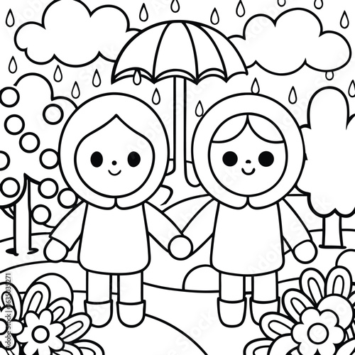 rainy day cartoon design vector
