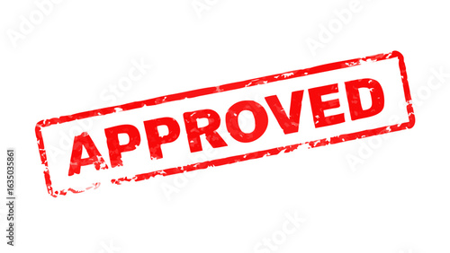 Red approved stamp vector graphic for business approval and document verification