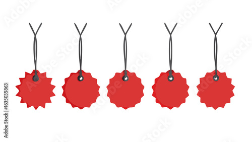 Red tags sale promotion discount offer price label marketing retail hanging tags
