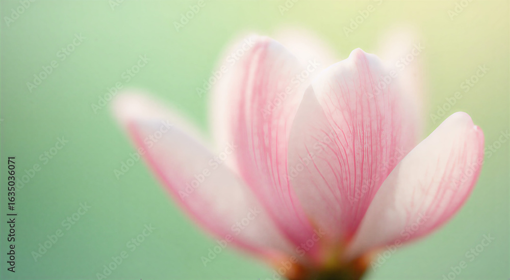 Close-up petals of a blooming cherry blossom against a soft pastel green background, capturing the delicate beauty of spring. Soft diffused daylight from the side, emphasizing natural highlights and s Close-up petals of a blooming cherry blossom against a soft pastel green background, capturing the delicate beauty of spring. Soft diffused daylight from the side, emphasizing natural highlights and s