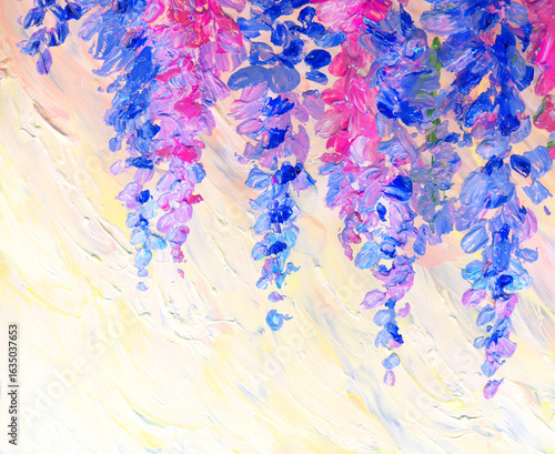 Oil painting. Bright Lupine Flowers