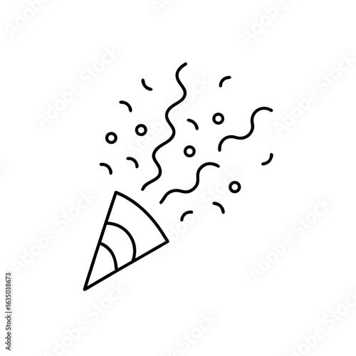 Party popper outline on transparent background