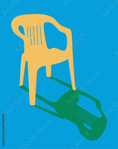 Stackable plastic chair in vibrant colors illustration vector