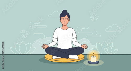 Zen Meditation For Mindfulness And Mental Well Being Illustration