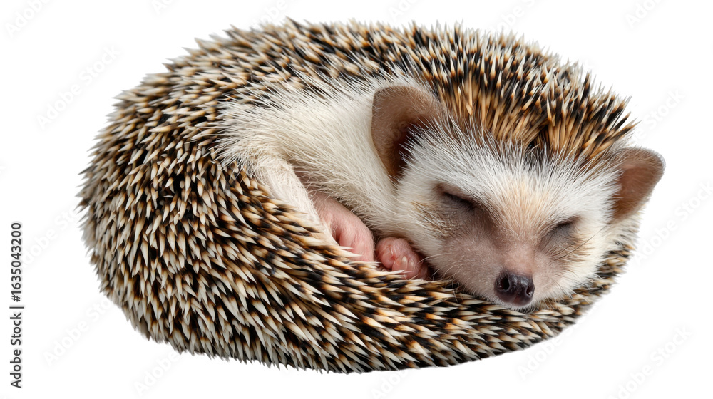 Obraz premium Cozy Sleep: An adorable hedgehog curled up in a ball, eyes gently closed, exuding tranquility and peace, a perfect image for themes of rest and relaxation.