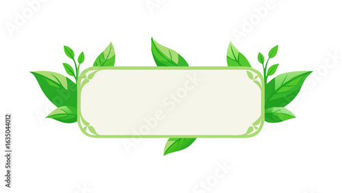 Green leaves frame vector nature background organic eco design botanical art