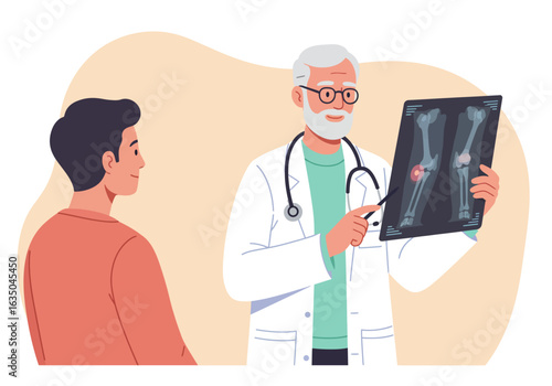 Doctor Explaining Knee X-Ray to Patient in Consultation Room