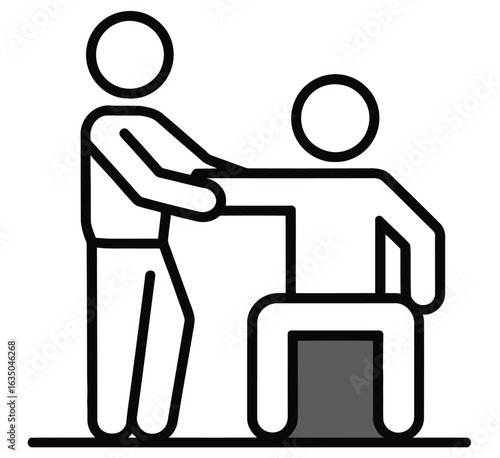Physical Therapy Rehabilitation Icon - Patient Care Walking Aid Medical Treatment Line Vector Illustration