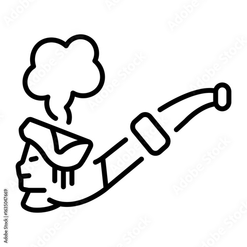 An outline style icon depicting smoking pipe  