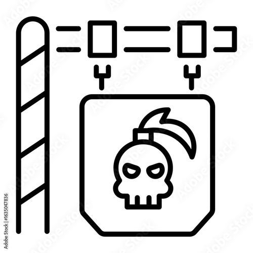 An outline style icon depicting pirate board  