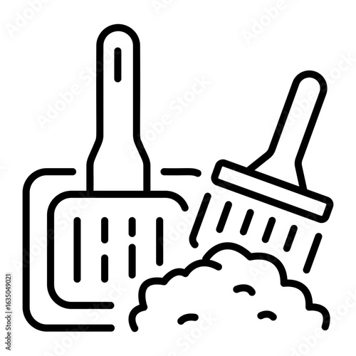 An outline style icon depicting litter scoop