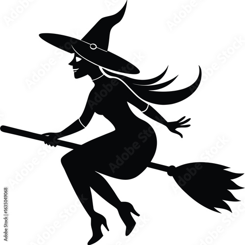 flying witch on broomstick