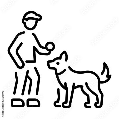 A line style icon showing dog training