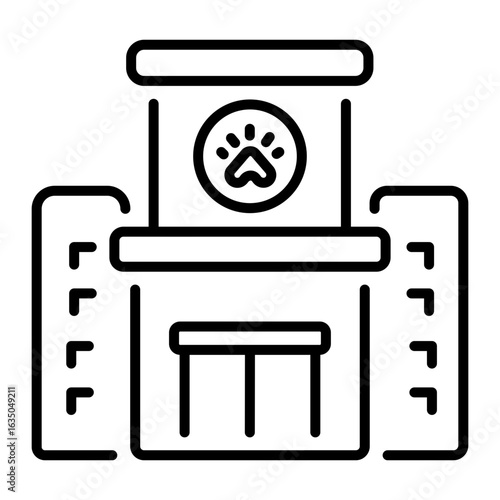 A linear style icon representing vet clinic