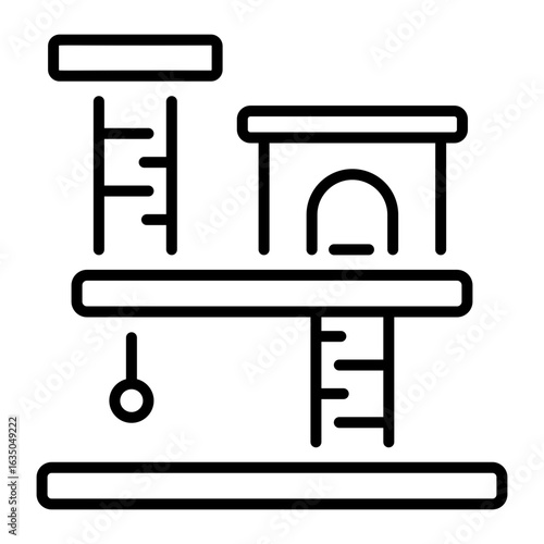 A linear style icon representing cat condo