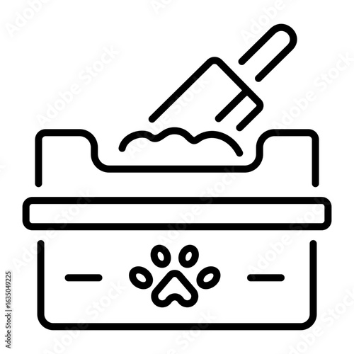 A line style icon showing litter box