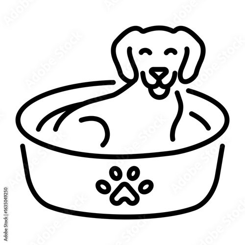 An outline style icon depicting pet bed