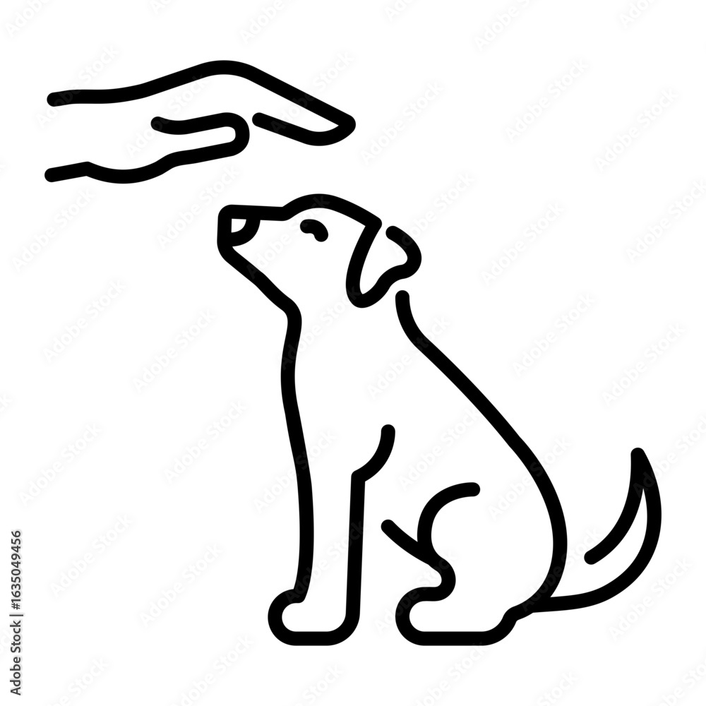 Fototapeta premium A linear style icon representing obedient dog