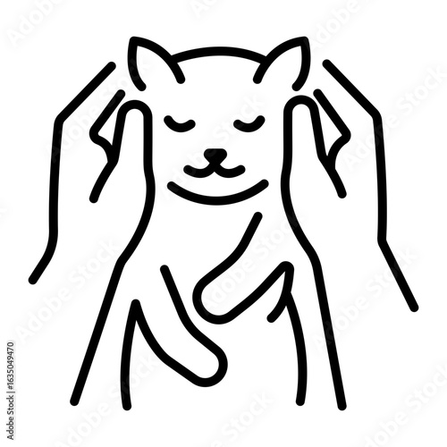 A line style icon showing cat purring