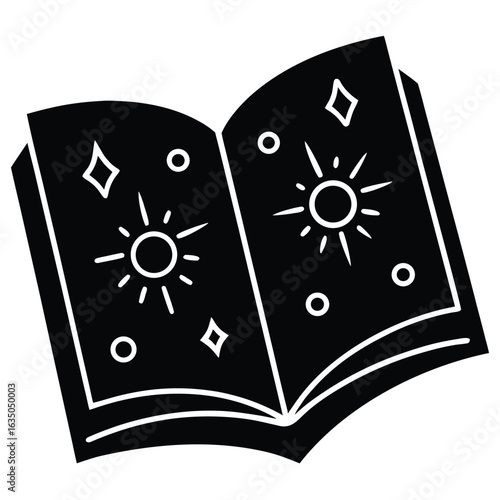 open spell book with glowing runes