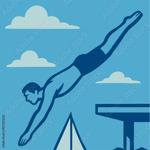 illustration diving from a diving platform vector minimalism
Vector illustration minimalism