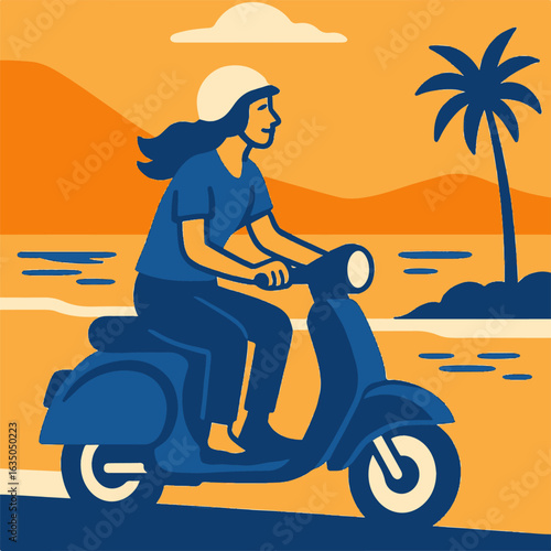 illustration moped ride on the coast vector minimalism
Vector illustration minimalism