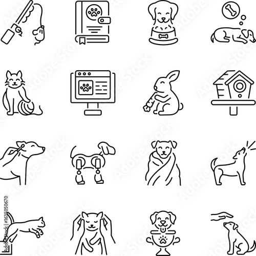 Pack of Animal Care Linear Style Icons 


