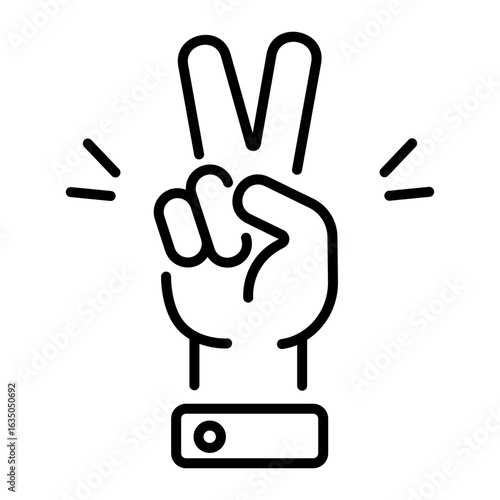 A linear style icon representing winning gesture