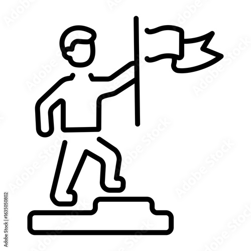 A linear style icon representing flag raising