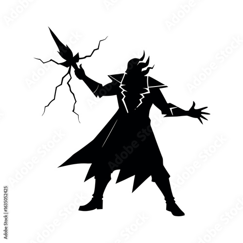 Silhouette of a mage casting lightning magic