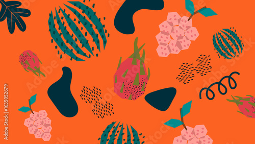 Juicy Pineapple and Grape Fruit Background