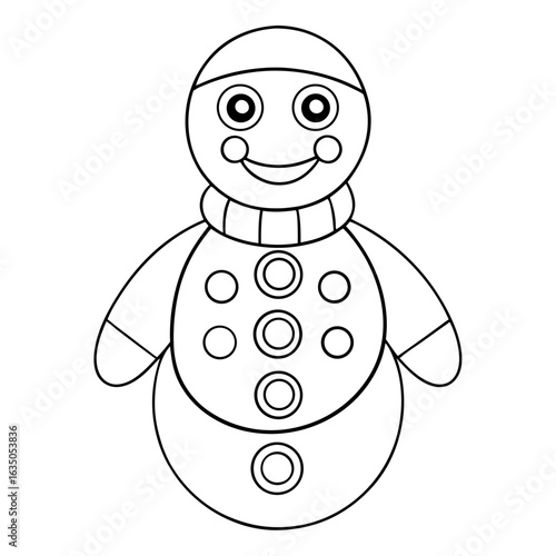Printable Smiling Snowman Wearing Scarf Outline