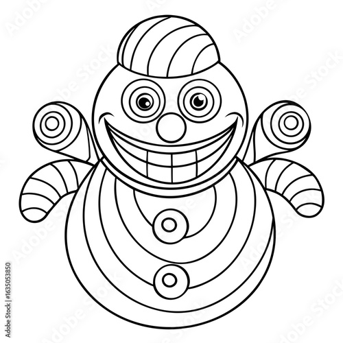 Printable Smiling Snowman With Scarf Outline