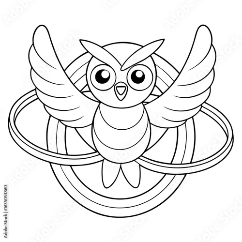 Printable Cheerful Owl Flying Outline