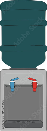 Water cooler dispenser with blue and red taps for hot and cold water vector illustration image 