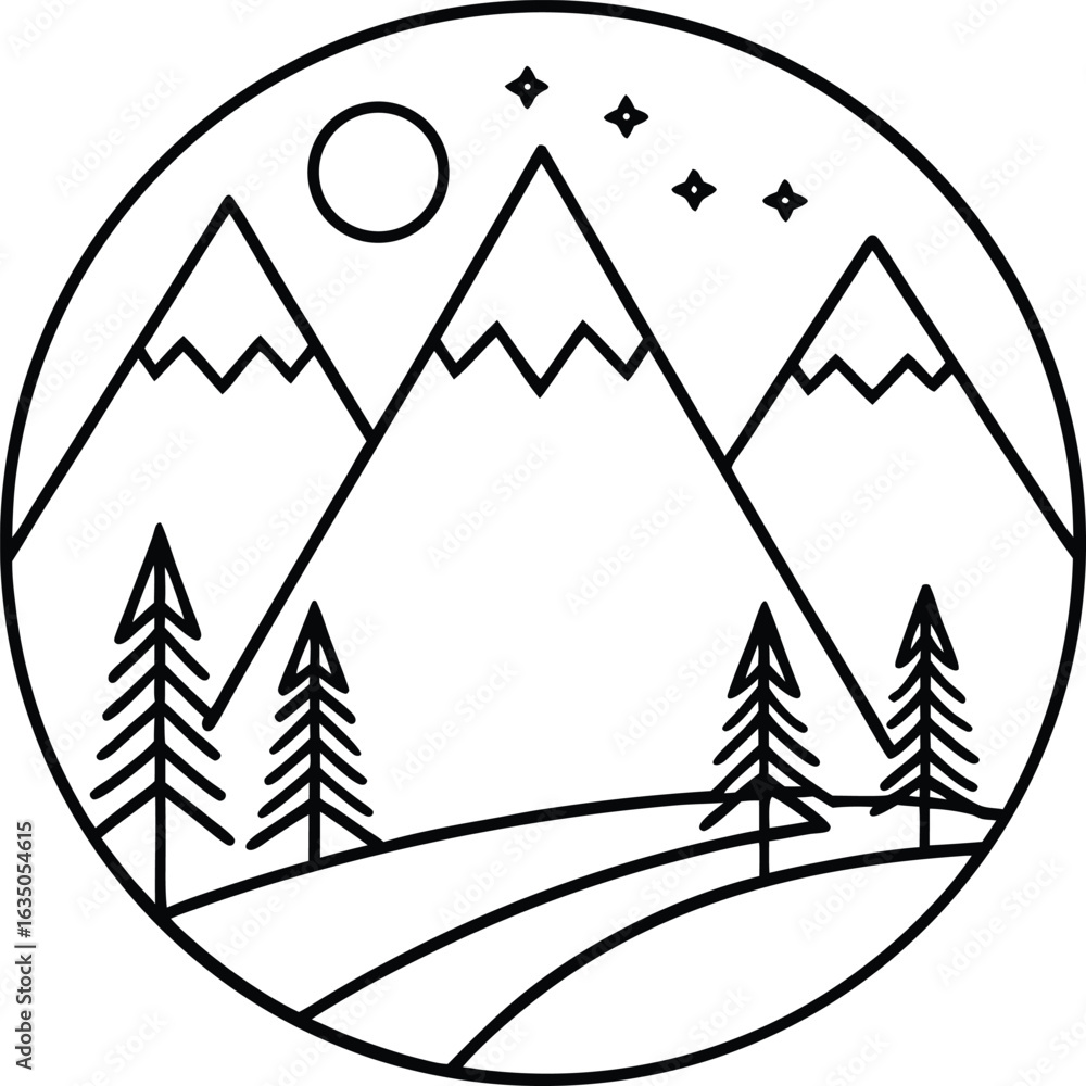 Fototapeta premium Minimalist Sketch Mountain
